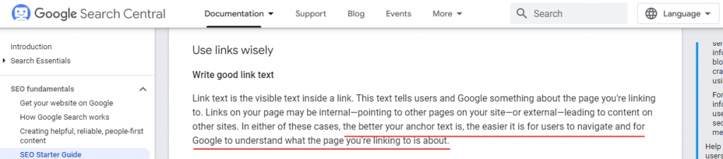 google and anchor text